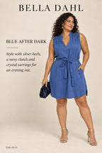 Bella Dahl Smocked Yoke Mini Dress – Blue – styled editorial look 3