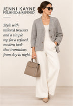 Jenni Kayne Bouclé V-Neck Button-Front Cardigan – Grey – styled editorial look 2