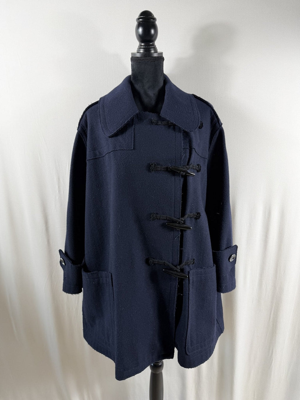 Burberry Brit Black Wool Toggle Coat - front