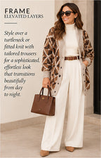 FRAME Grandfather Shawl Cardigan – Cream Multi – styled editorial look 2