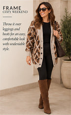 FRAME Grandfather Shawl Cardigan – Cream Multi – styled editorial look 3