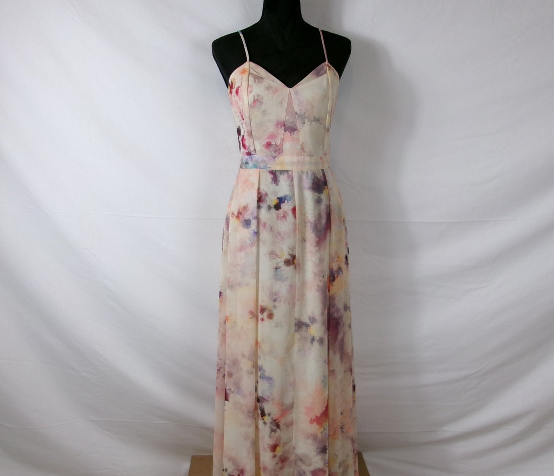 Hunter Bell Watercolor Print Maxi Gown – front