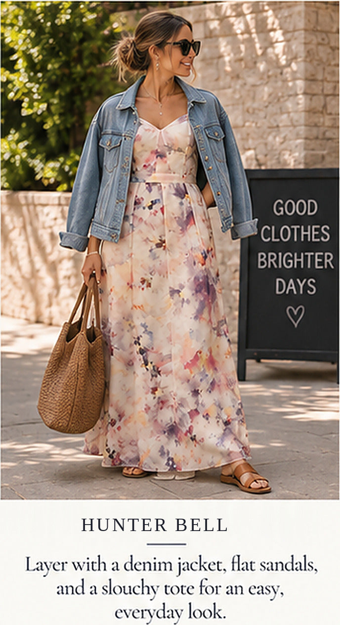 Hunter Bell Watercolor Print Maxi Gown