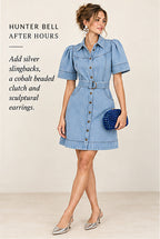 Hunter Bell Robinson Dress – Blockely Denim – styled editorial look 2