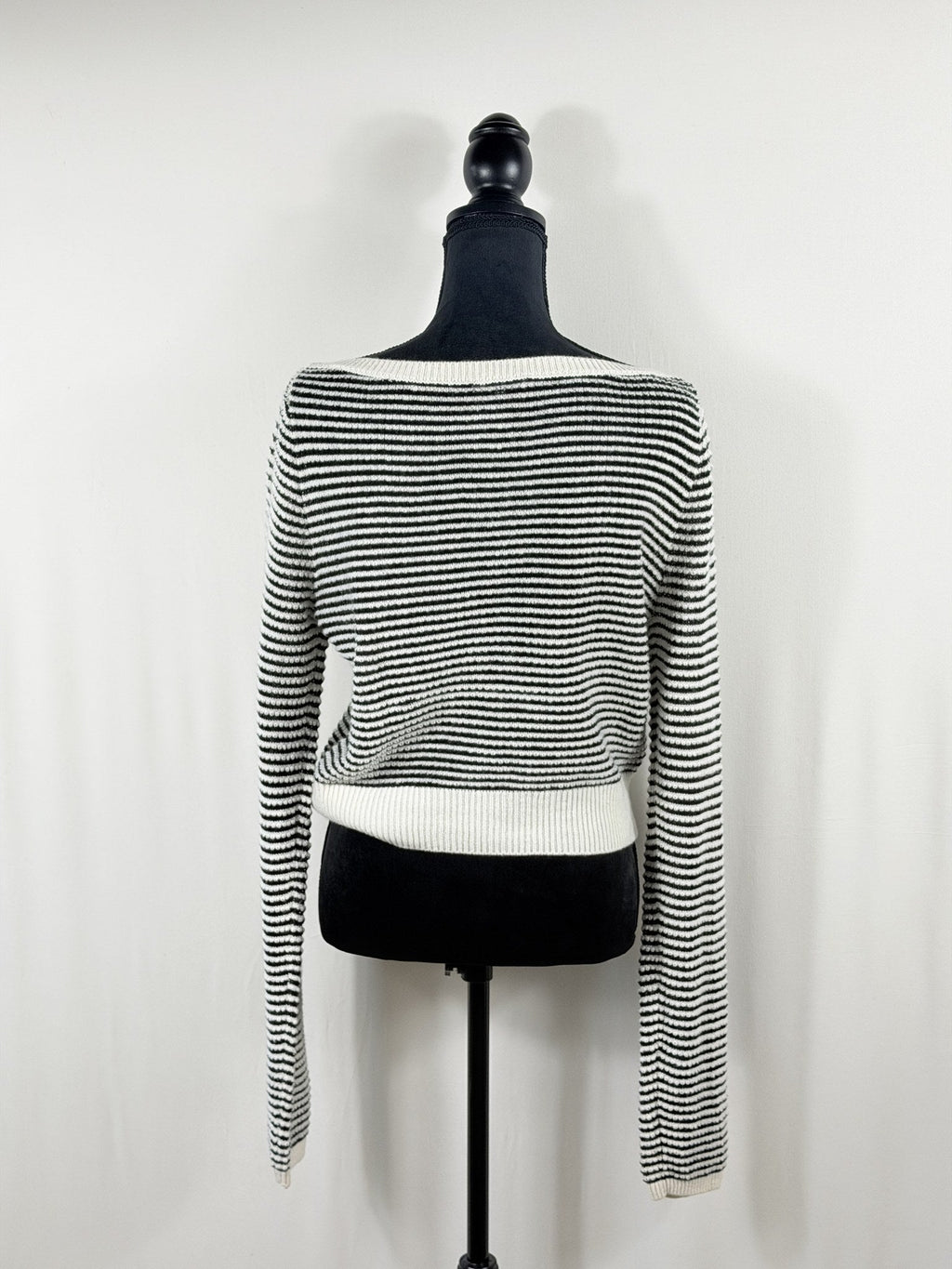 Reformation Cashmere Striped Cropped Bateau Sweater – back
