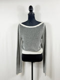 Reformation Cashmere Striped Cropped Bateau Sweater – front