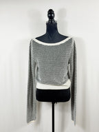 Reformation Cashmere Striped Cropped Bateau Sweater – front