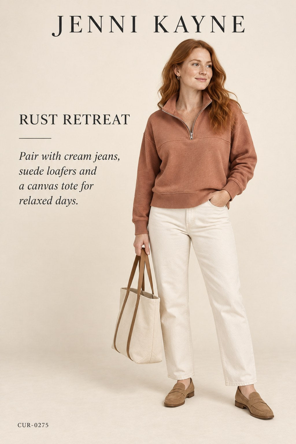 Jenni Kayne Rust Stand-Collar Zip Jacket – styled: Rust Retreat