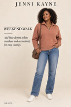 Jenni Kayne Rust Stand-Collar Zip Jacket – styled: Weekend Walk