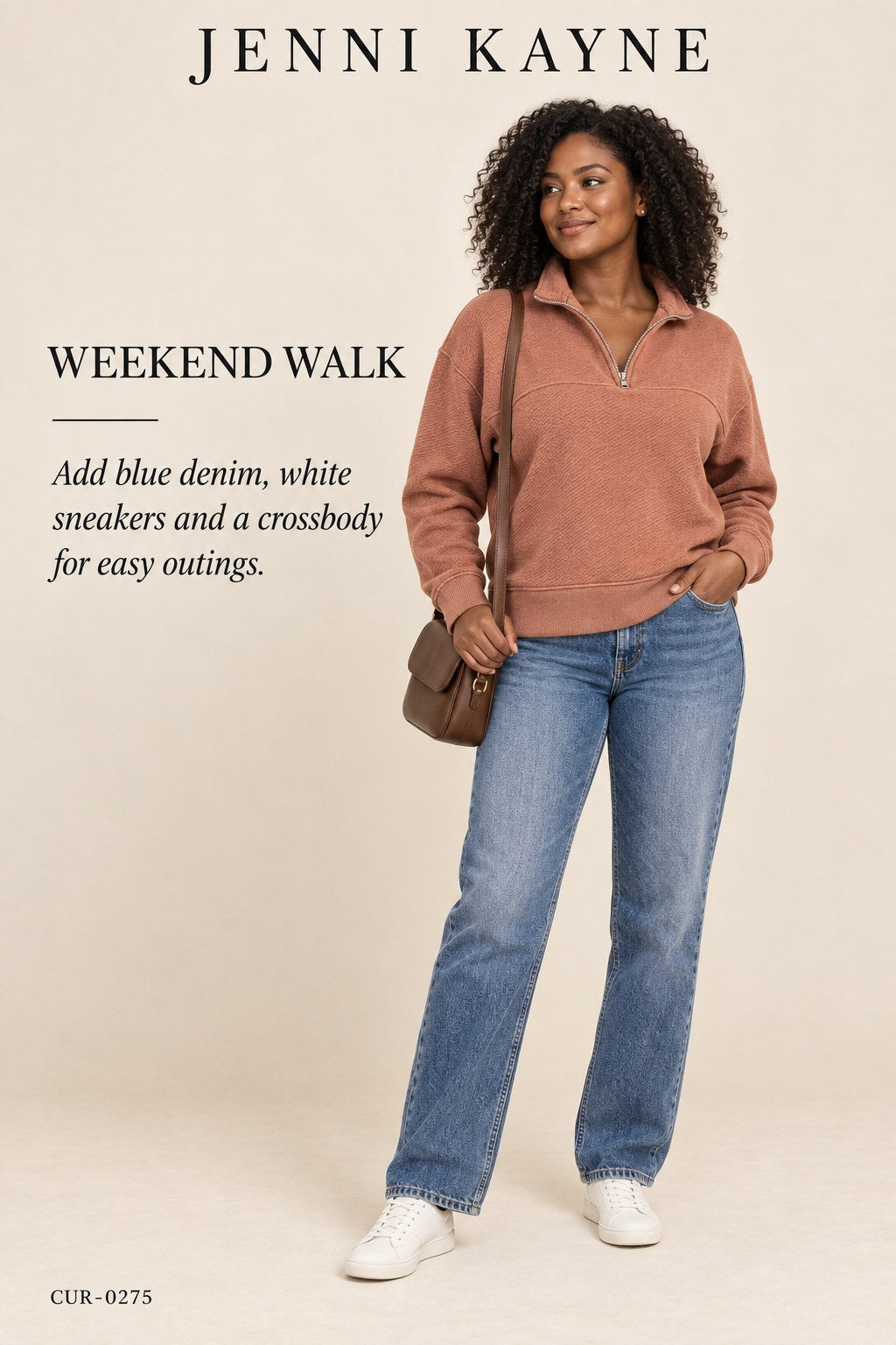Jenni Kayne Rust Stand-Collar Zip Jacket – styled: Weekend Walk