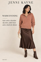 Jenni Kayne Rust Stand-Collar Zip Jacket – styled: Warm Evening