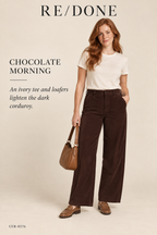 RE/DONE Brown Corduroy Mid-Rise Wide-Leg Pant – styled: Chocolate Morning