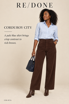 RE/DONE Brown Corduroy Mid-Rise Wide-Leg Pant – styled: Corduroy City