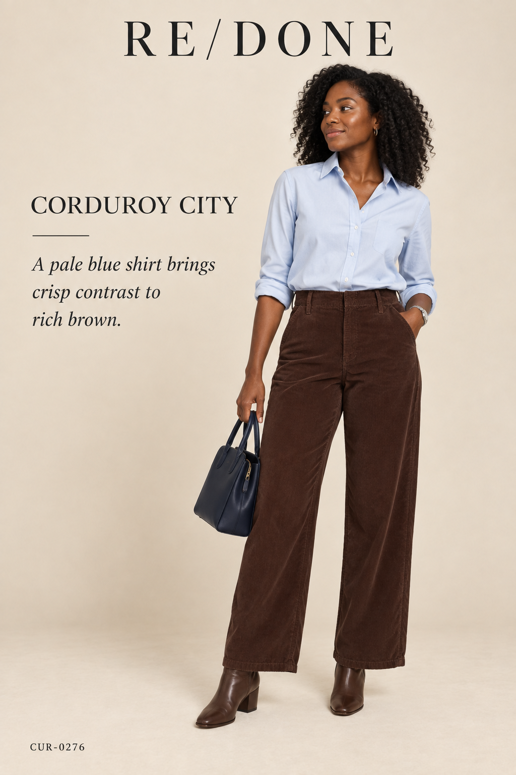 RE/DONE Brown Corduroy Mid-Rise Wide-Leg Pant – styled: Corduroy City