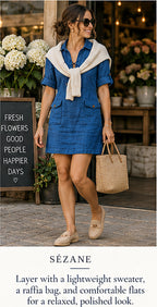 Sézane Solal Dress — Bright Blue – styled editorial look 3