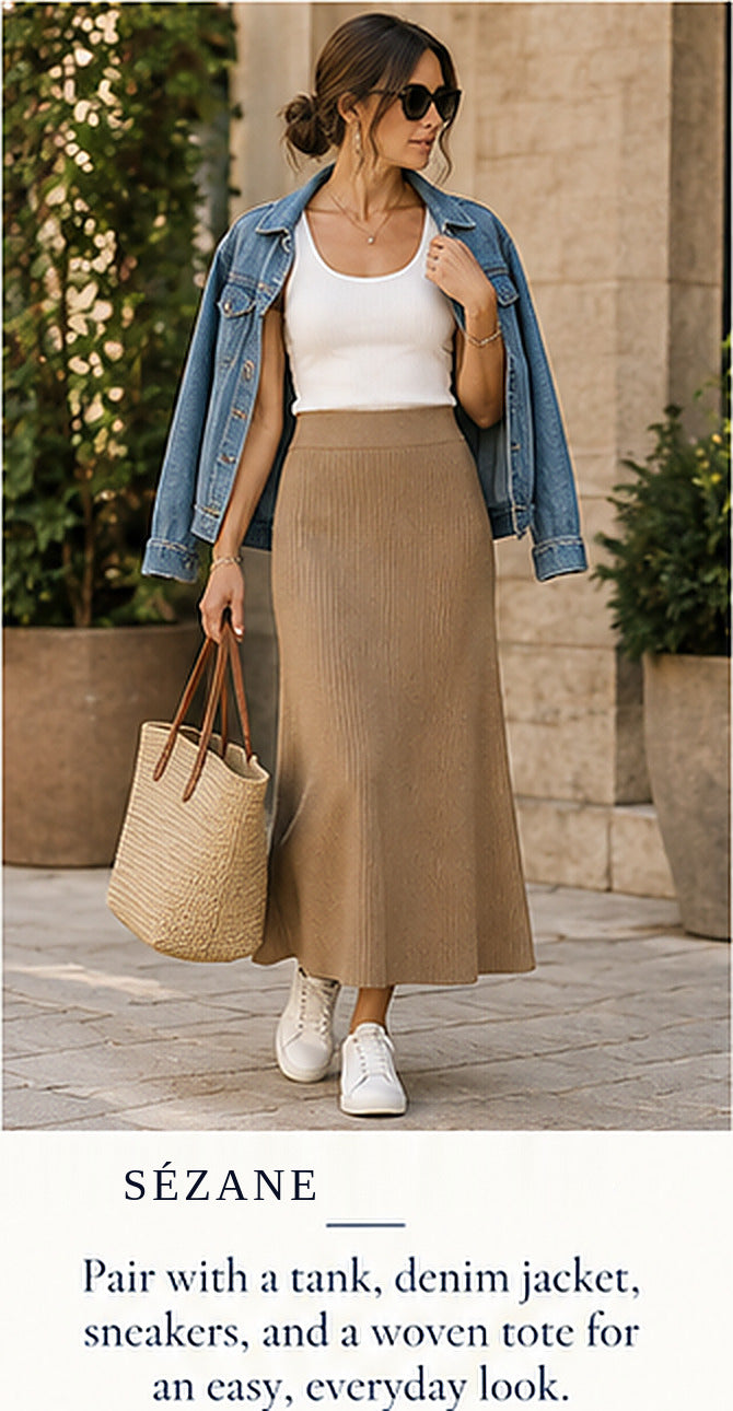 Sézane Naelle Skirt — Camel – styled editorial look 1