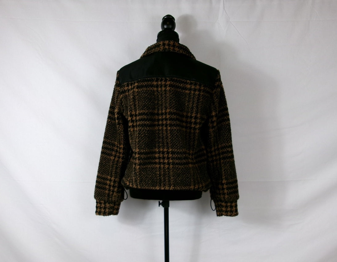 Veronica Beard Faux Fur Plaid Half-Zip Jacket – back