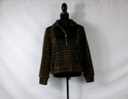 Veronica Beard Faux Fur Plaid Half-Zip Jacket – front