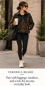 Veronica Beard Faux Fur Plaid Half-Zip Jacket – styled editorial look 1