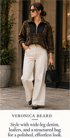 Veronica Beard Faux Fur Plaid Half-Zip Jacket – styled editorial look 2