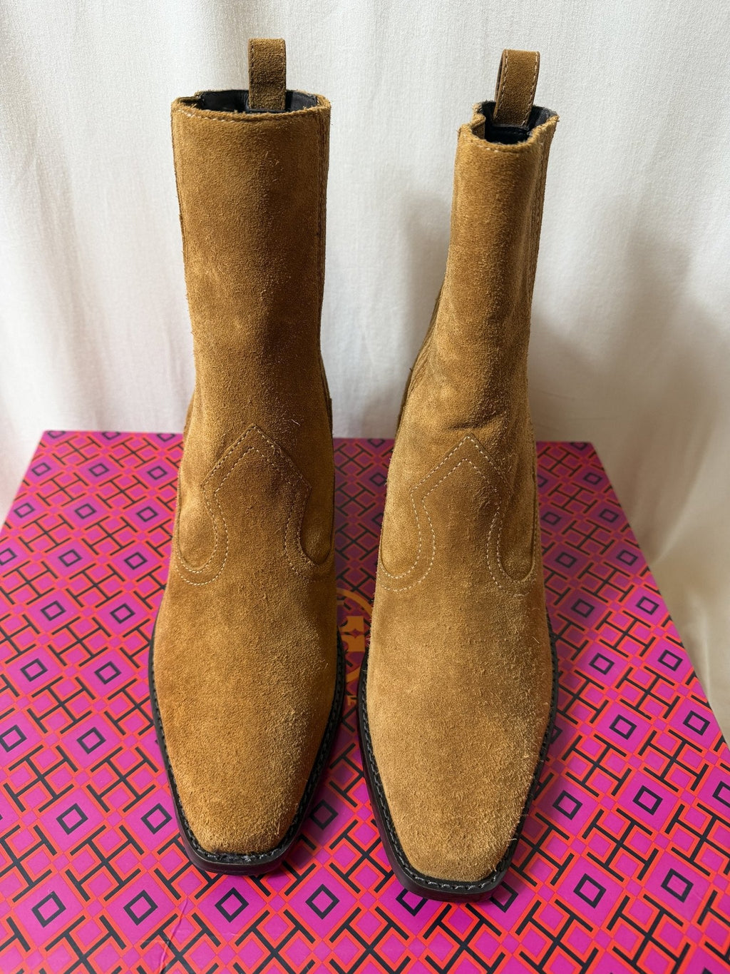 Tory Burch Western Suede Ankle Boots – Rhum - front