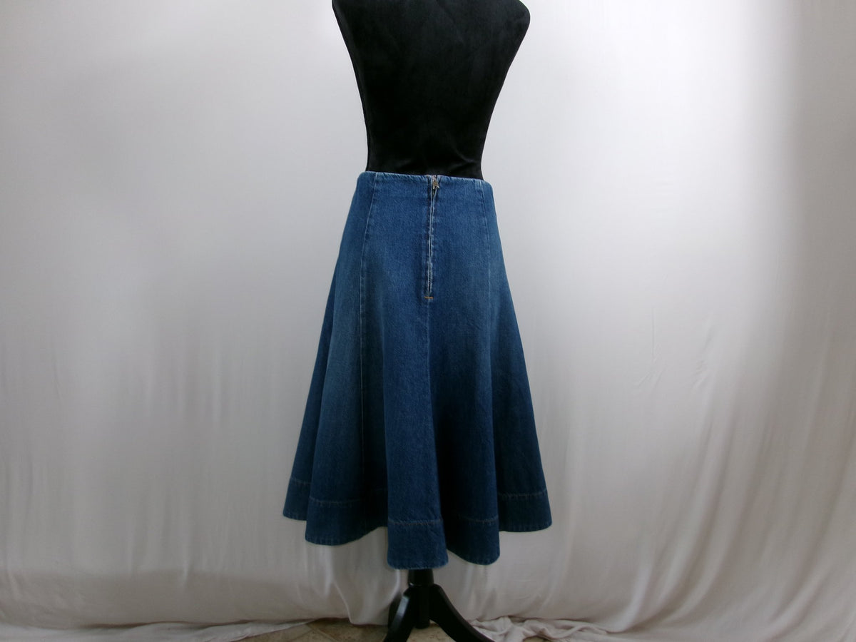 KHAITE Lennox Denim Midi Skirt – Archer – back