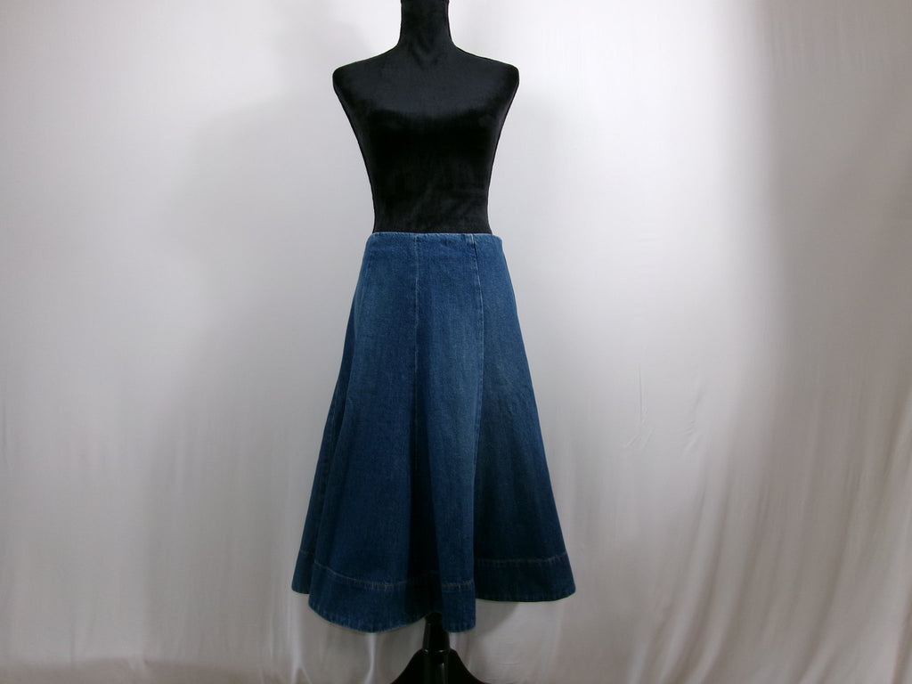KHAITE Lennox Denim Midi Skirt – Archer – front