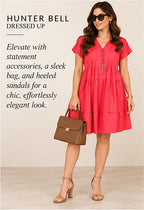 Hunter Bell Parker Dress – Aces Red – styled editorial look 3