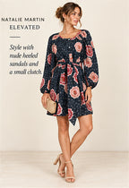 Natalie Martin Alex Short Dress – Poppy Indigo – styled editorial look 2