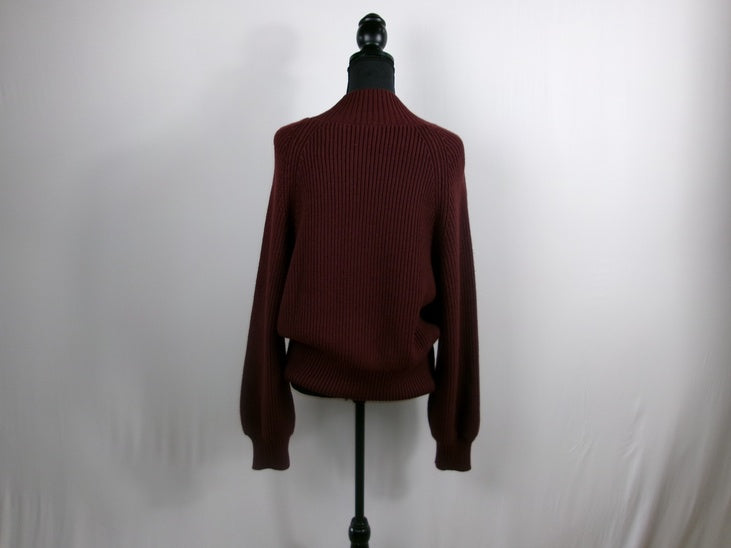 Varley Martina High Neck Rib Knit Sweater – Decadent Chocolate – back