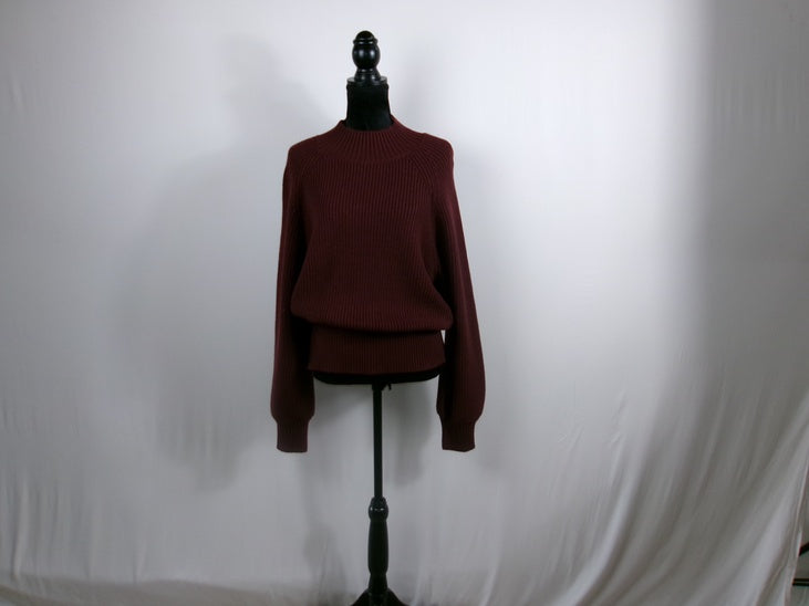 Varley Martina High Neck Rib Knit Sweater – Decadent Chocolate – front