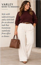 Varley Martina High Neck Rib Knit Sweater – Decadent Chocolate – styled editorial look 2
