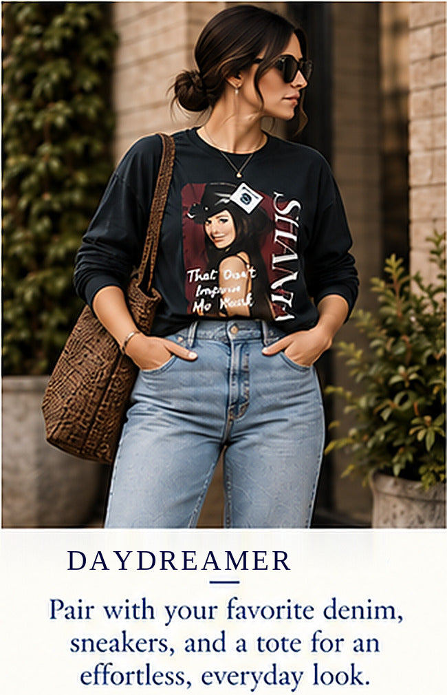 Daydreamer Shania Twain “That Don’t Impress Me Much” Retro Longsleeve Tee