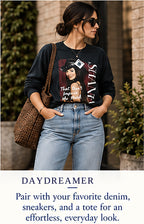 Daydreamer Shania Twain “That Don’t Impress Me Much” Retro Longsleeve Tee – styled editorial look 1