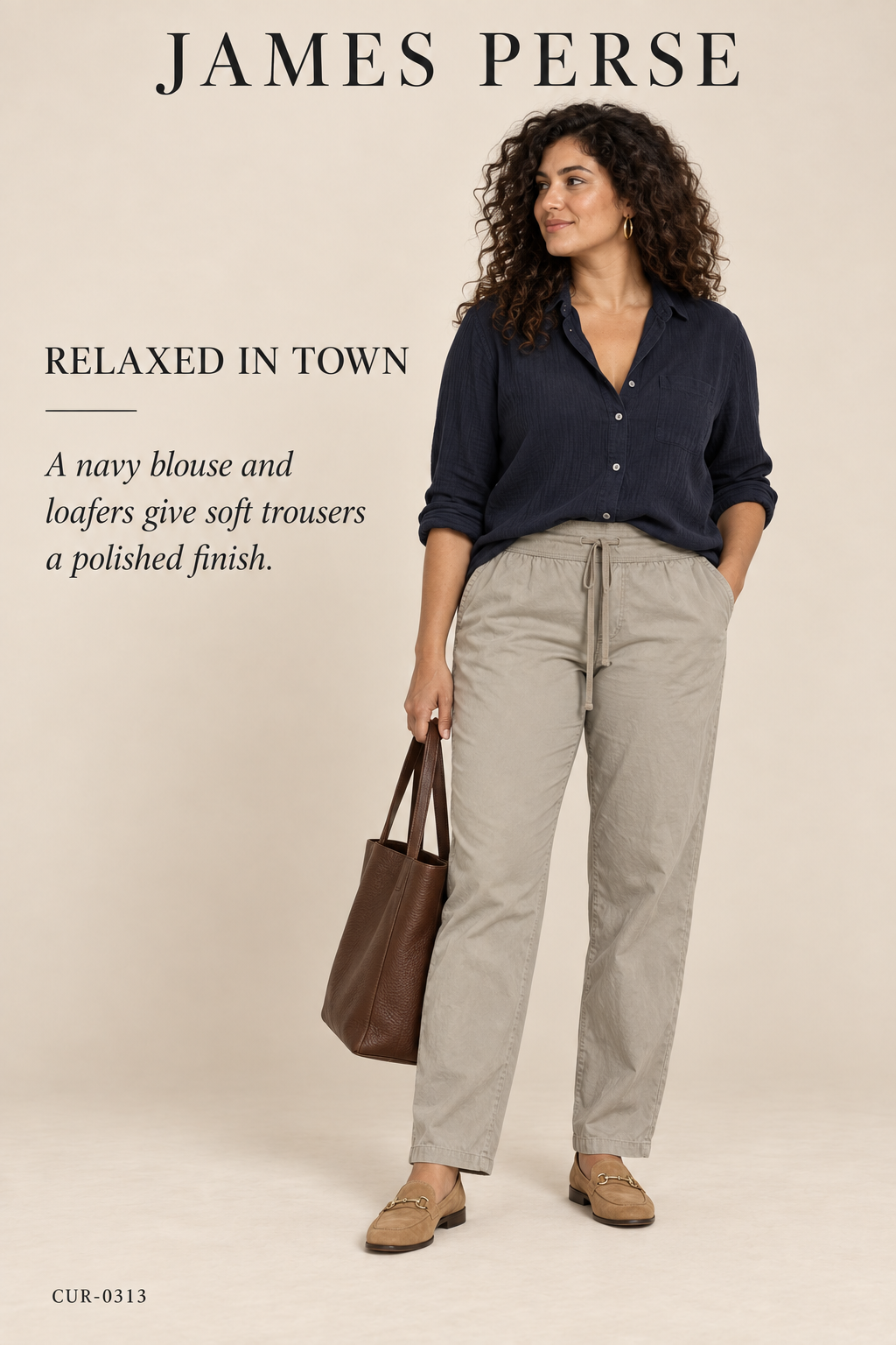 James Perse Standard Drawstring Pant – Stone – styled: Relaxed in Town