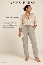 James Perse Standard Drawstring Pant – Stone – styled: Tonal Evening