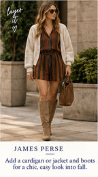 James Perse Vintage Stripe Romper – styled editorial look 3