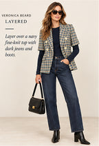Veronica Beard Short-Sleeve Double-Breasted Tweed Jacket – styled editorial look 3