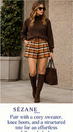 Sézane Romeo Shorts — Carreaux Ocre – styled editorial look 1