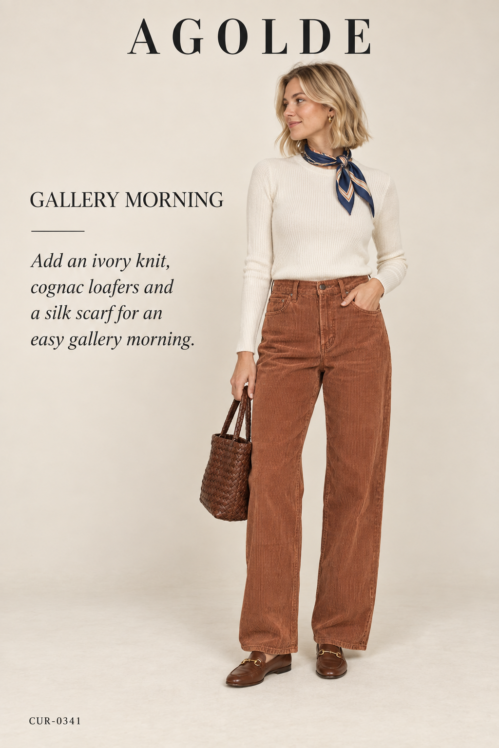 AGOLDE Harper Mid-Rise Wide Straight Corduroy Jean – Saddle Brown