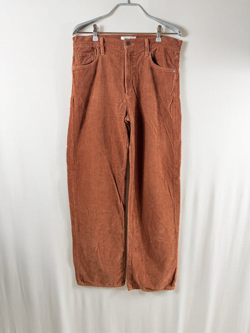 AGOLDE Harper Mid-Rise Wide Straight Corduroy Jean – Saddle Brown - front