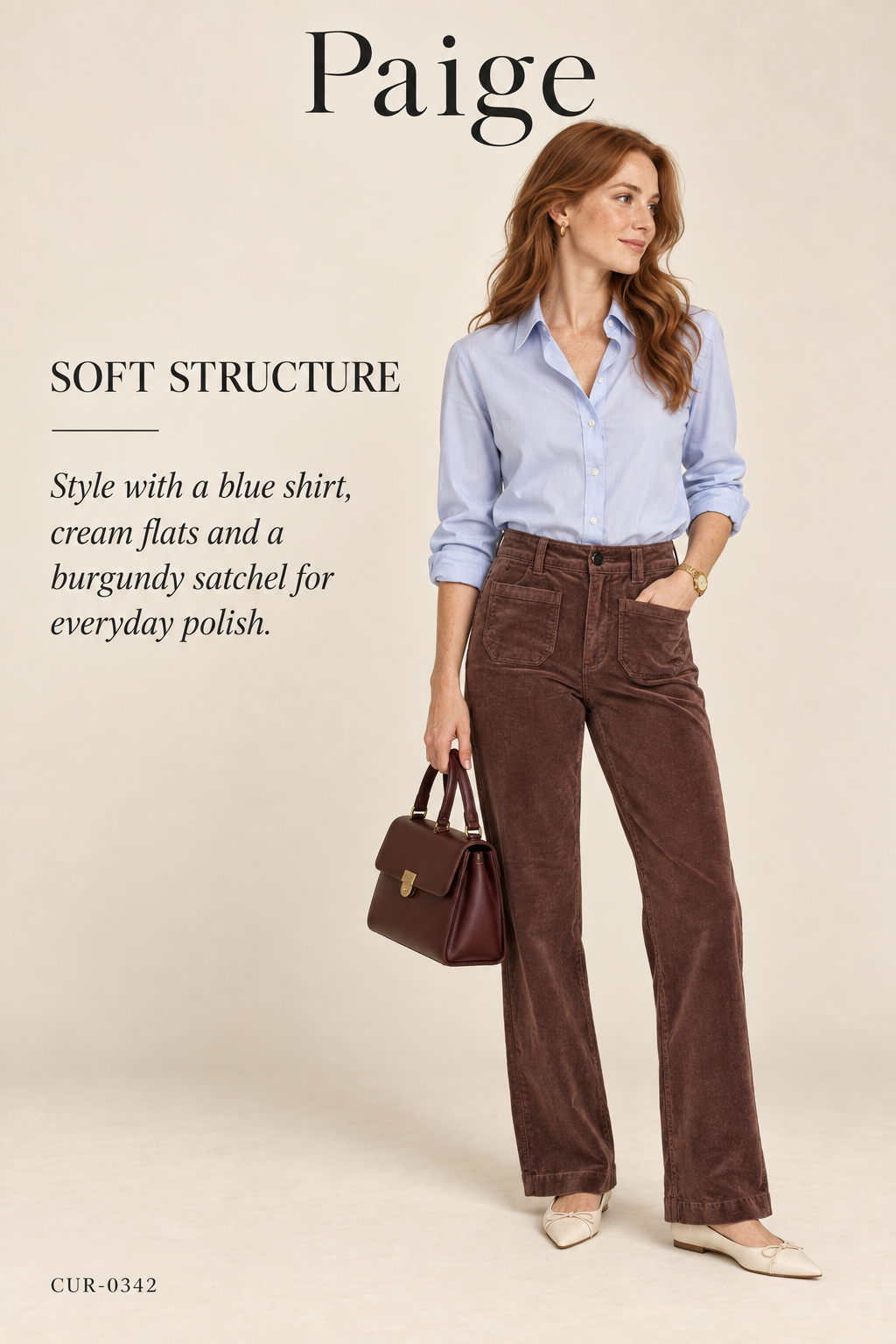 PAIGE Corduroy Sasha 32" Pant with Patch Pockets – Landslide – styled: Soft Structure