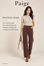 PAIGE Corduroy Sasha 32" Pant with Patch Pockets – Landslide – styled: Western Hour