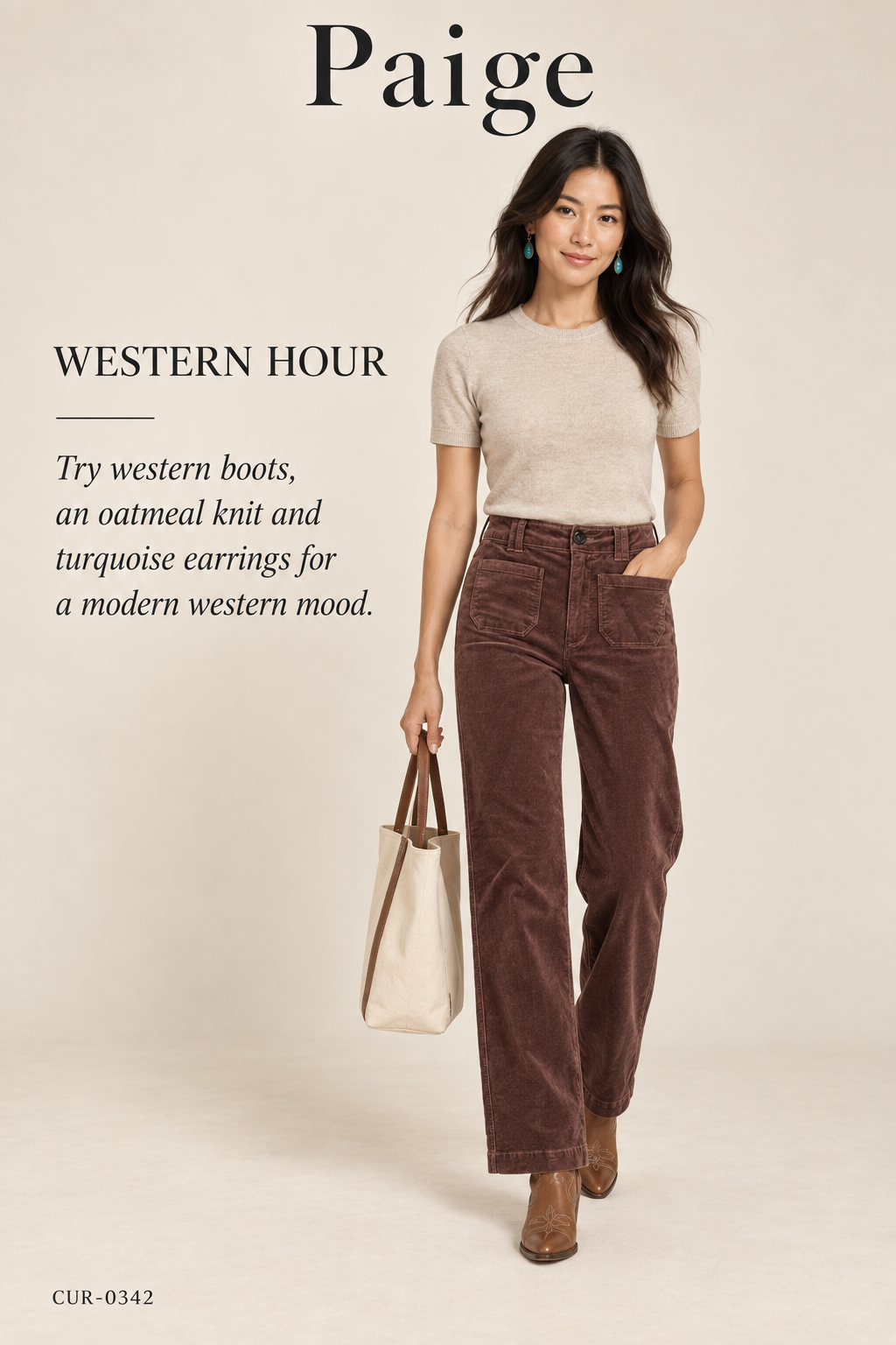 PAIGE Corduroy Sasha 32" Pant with Patch Pockets – Landslide – styled: Western Hour