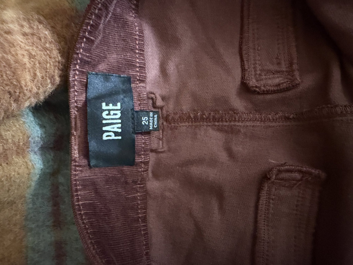PAIGE Corduroy Sasha 32" Pant with Patch Pockets – Landslide – care label
