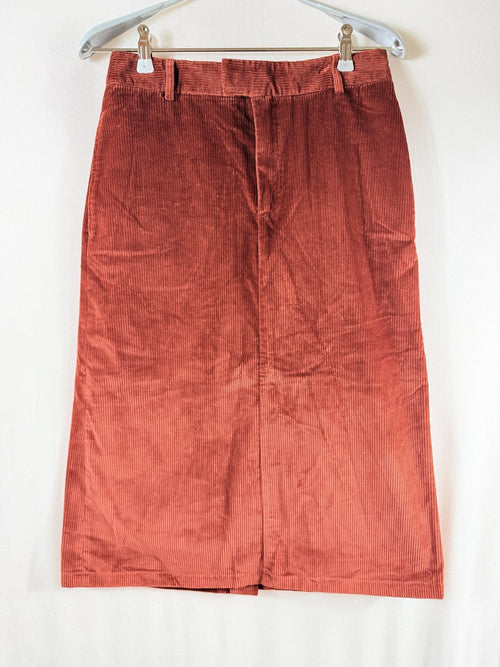 A.P.C. Rust Corduroy Midi Skirt - front