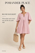 Pomander Place Finley Mini Dress – Dusty Pink – styled: Blush Daylight