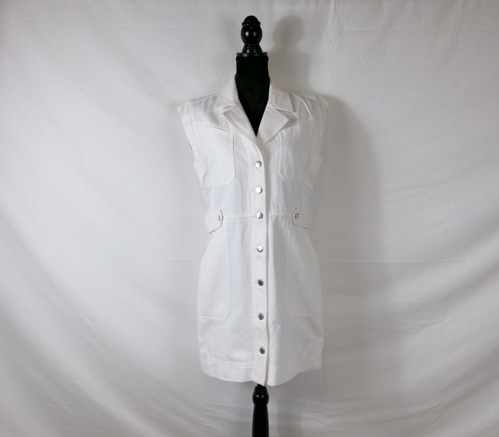 Veronica Beard Jax Denim Shirtdress — White – front