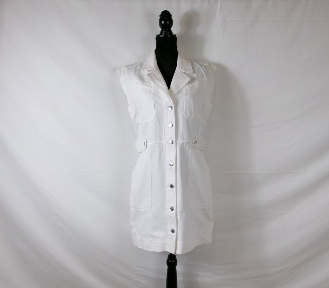 Veronica Beard Jax Denim Shirtdress — White – front