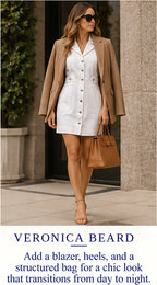 Veronica Beard Jax Denim Shirtdress — White – styled editorial look 2